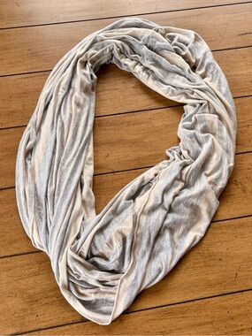 J.Crew Heather Grey & Cream Striped Summer Infinity Scarf, 100% Modal